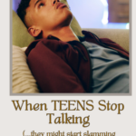 Pin image of teen boy on sofa staring blankly at the ceiling - concept of using reflective listening to connect with teen who slams the door to his room and shuts mom out